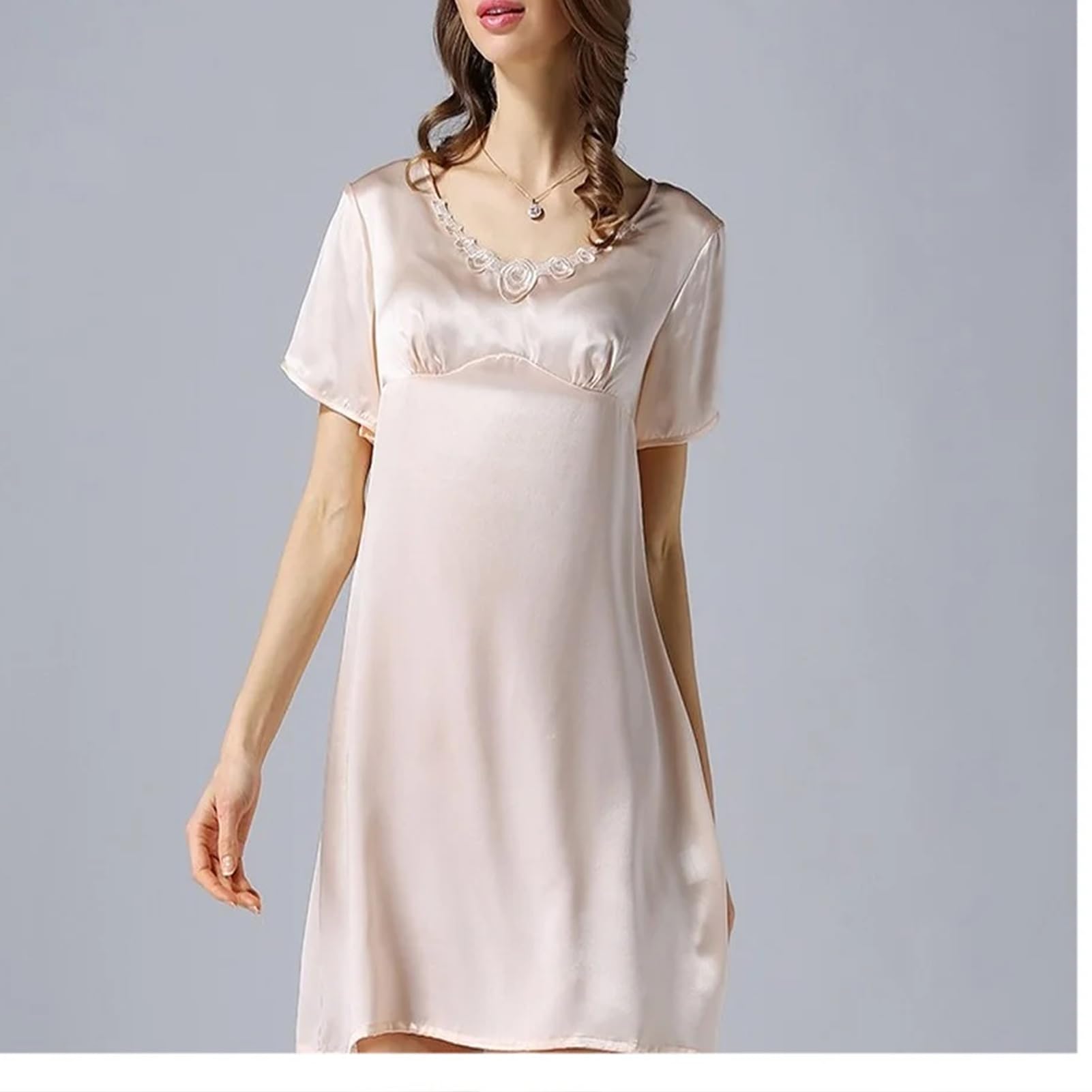 Damen-Pyjama, Maulbeerseide, kurzärmelig, Nachthemd, Seide, Heim-Pyjama