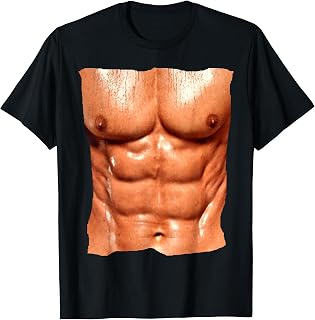 Replica Six Pack Abdomnial Abs Fake Muscle Chest T-Shirt T-Shirt