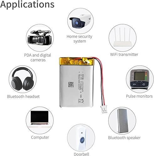 Miniatura 6 de EEMB Paquete de 10 baterías de polímero de litio de 3.7 V 1100 mAh 603449 Lipo con conector JST de cable para altavoz y dispositivo inalámbrico,