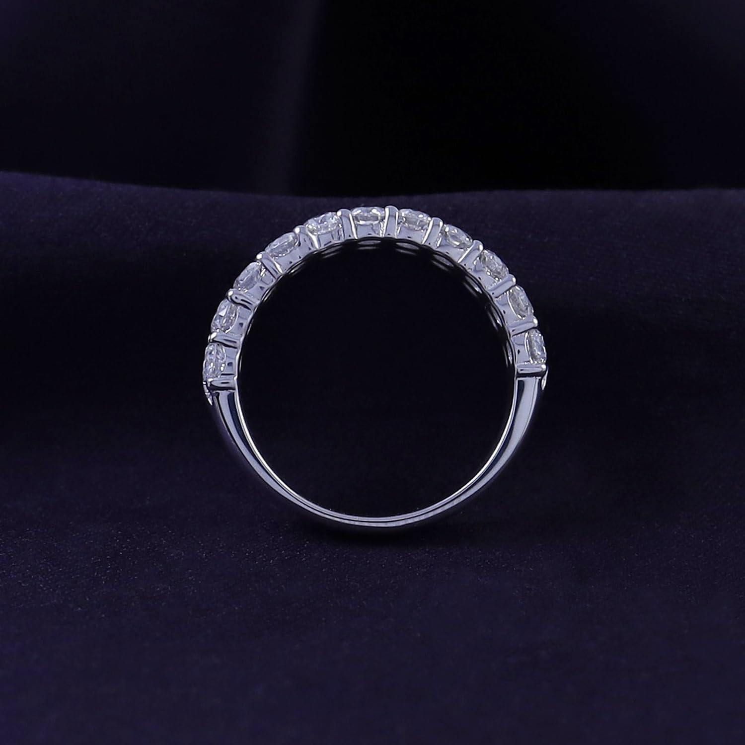1 1/2 Cttw Round Cut Moissanite or Lab Grown Diamond Double Row Anniversary Wedding Band Ring In 14K Gold Over Sterling Silver Jewelry For Women(1.50 Cttw)