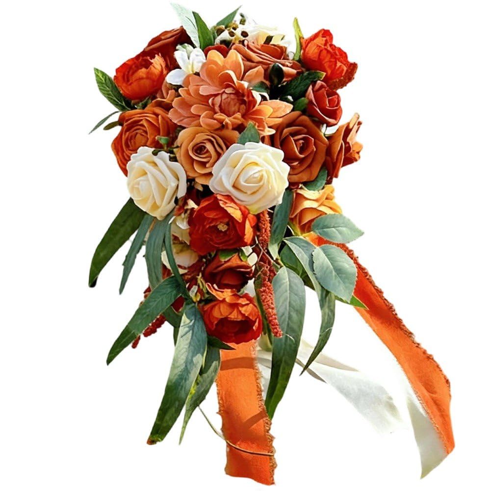Hrippy Lightweight Artificial Floral Bridal Bouquet, Decorative Supply for Wedding Graduation Anniversary Celebration Events