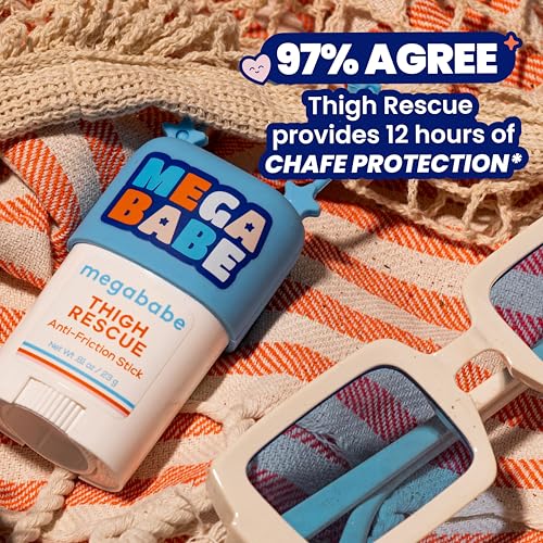 megababe thigh rescue anti-chafe stick mini  travel size great for on-the-go  prevents skin chafe amp irritation  thighs arms bra-lines amp more