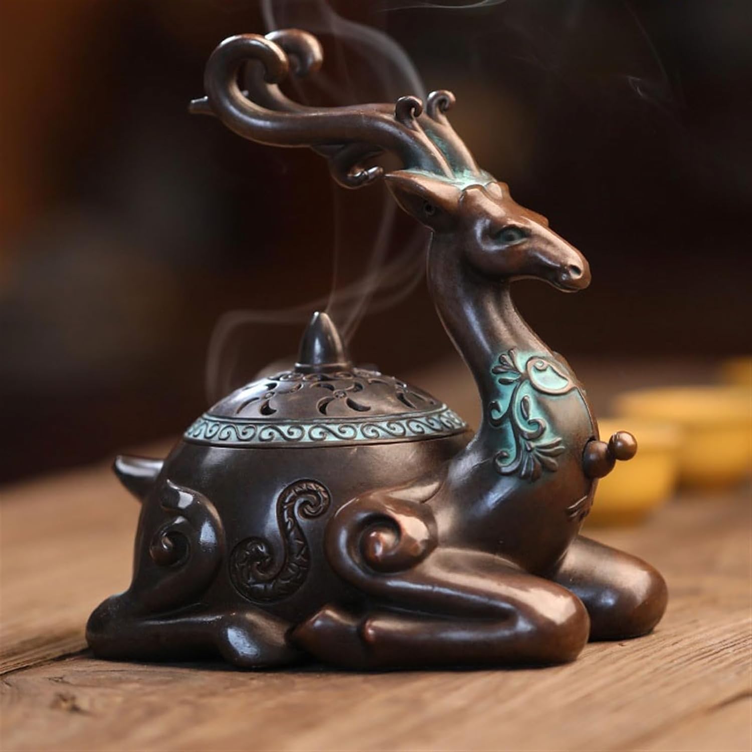 Incense Stick Holder Vintage Deer Shaped Incense Burner Decoration Interior Burner Light Luxury Copper Incense Holder Desktop Censer Decoration Incense Holder for Sticks
