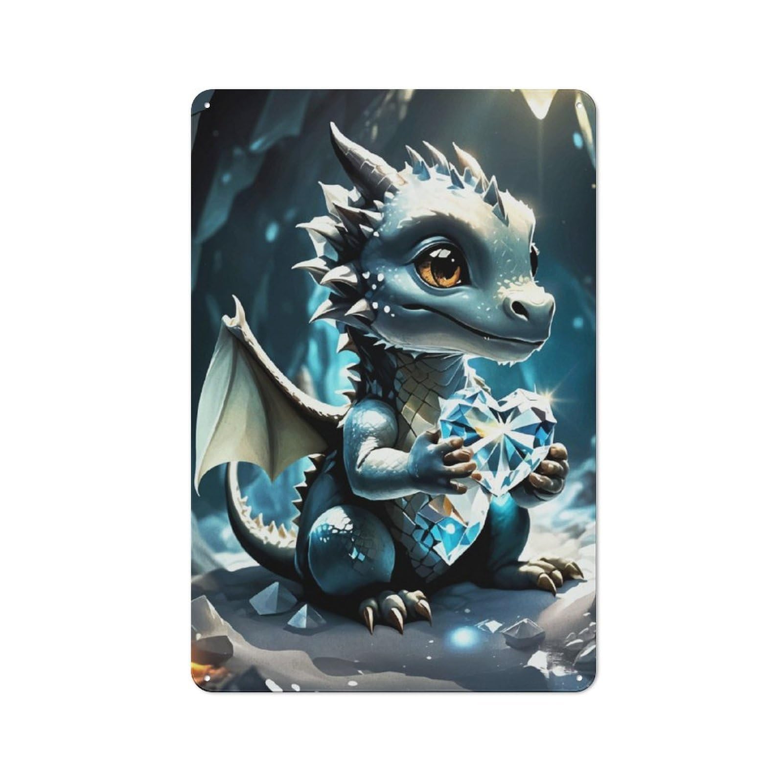 Junmoney Baby Dragon Tin Wall Plaque 30X20cm With For Man Cave Or Games Room, For Updating Man Cave And Games Room After Moving