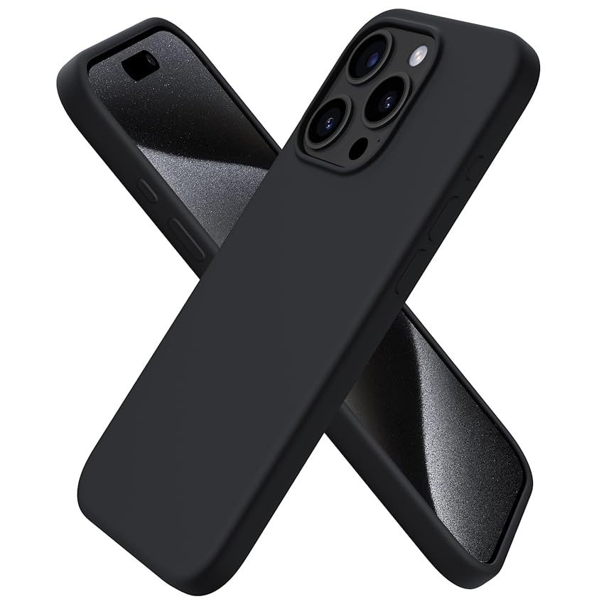 Immagine del prodotto ORNARTO Cover per iPhone 15 Pro Silicone 6.1 Pollici, Custodia Compatibile con iPhone 15 Pro Case, Morbido Silicone Liquido Protezione, in Gomma Gel Morbida con Fodera in Microfibra-Nero