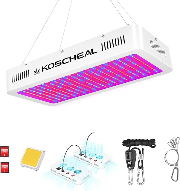 Led Grow Light, KOSCHEAL 2000w Grow Lights for Indoor Plants with Samsung LM301B UV IR Daisy Chain Full Spectrum Grow Light Veg Bloom Switch Coverage 5x5ft for Hydroponics Growing Vegetable Flower