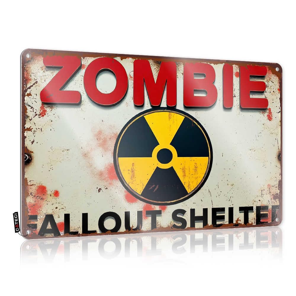 Zombie Fallout Shelter Warning Sign Custom Handmade - Gaming Funny Wall Art Wall Art Decoration(30X40CM)
