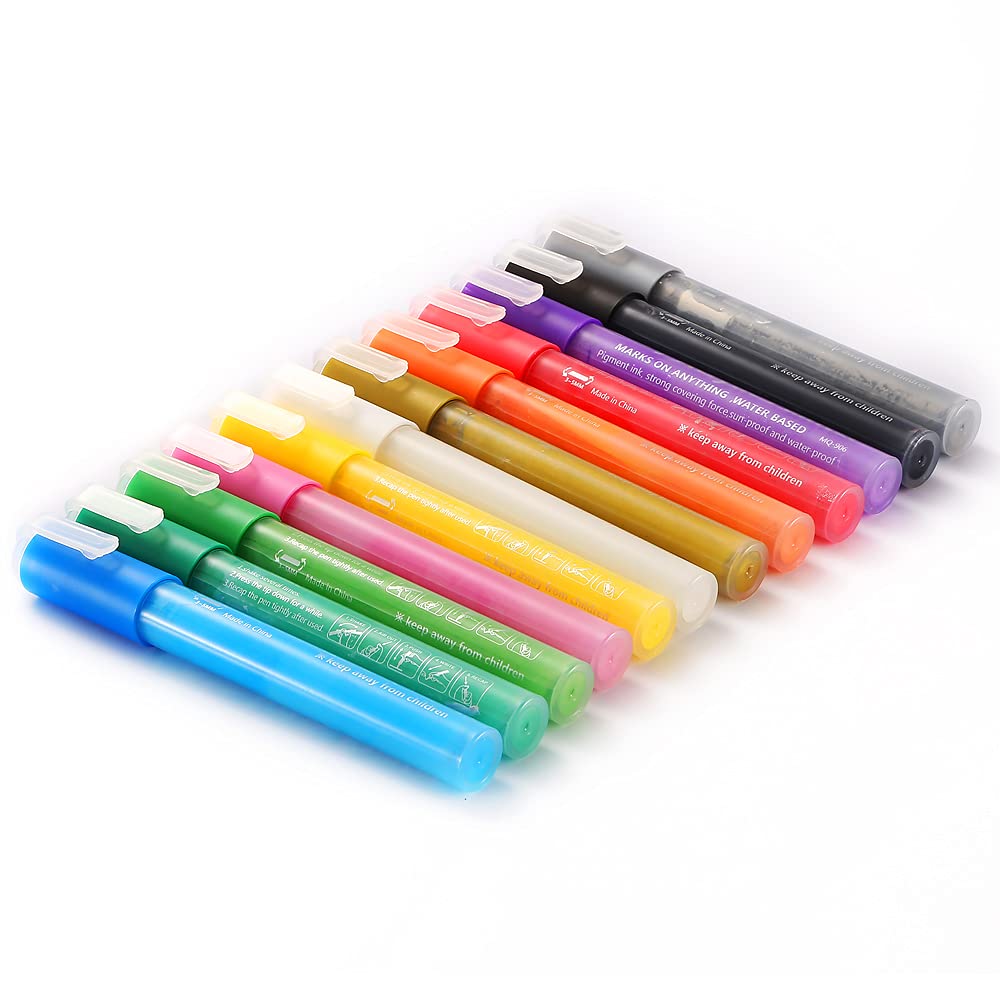 pekdi 12 Colors WaterBased Marker Acrylic Paint Markers 35mm Reversible Tip for DIY Craft