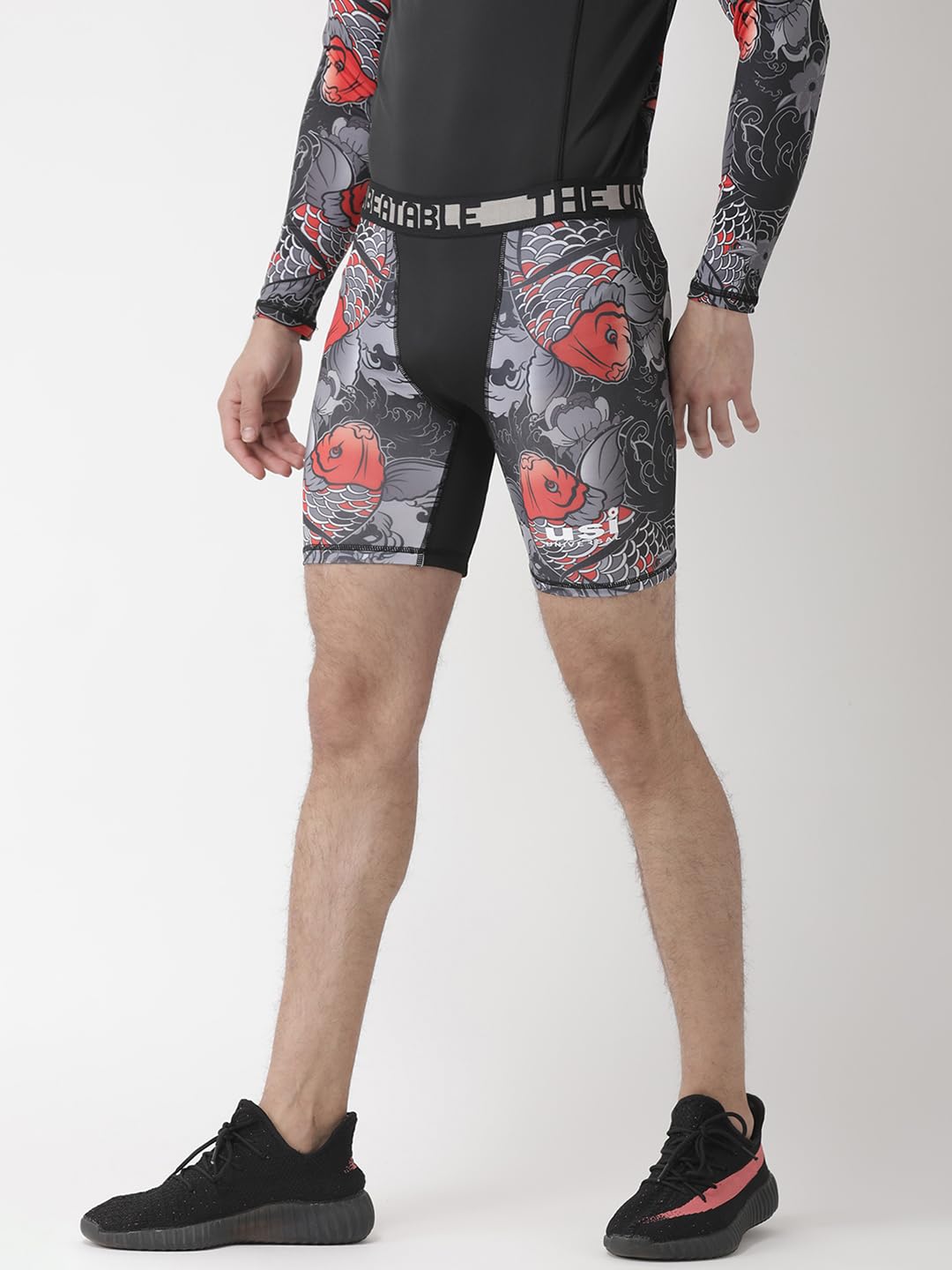 Szorty męskie, spodenki kompresyjne CXK Koi Fish, spodenki MMA do treningu i kickboxingu, spodenki walki do sztuk walki, walki w klatce, Muay Thai
