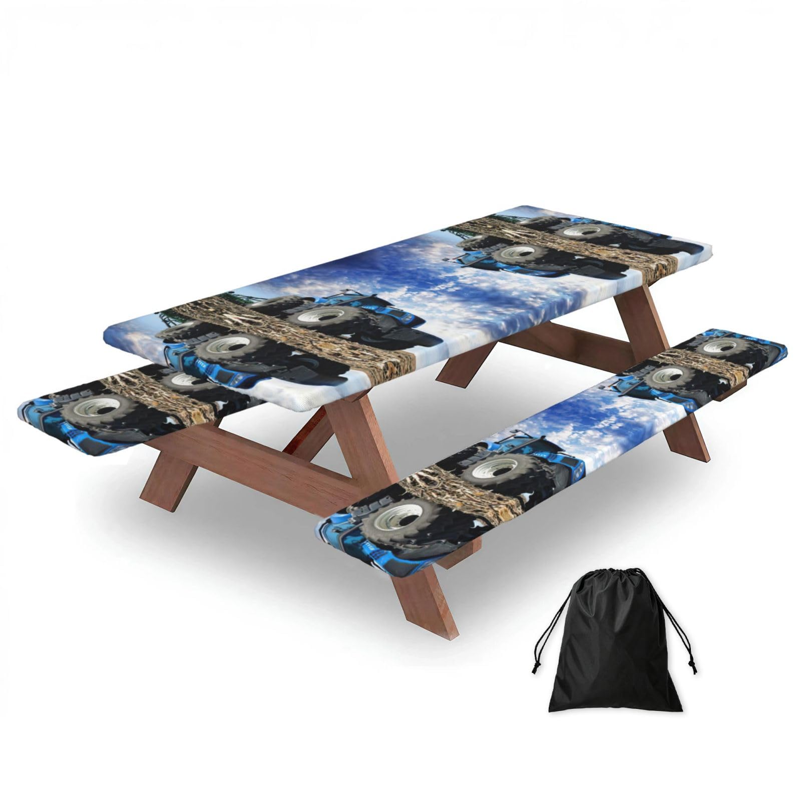 Farm Tractor Print 3 Pack Wipeable Picnic Bench Cover And Table Cover Lightweight Table Cloth For Camping Outdoor