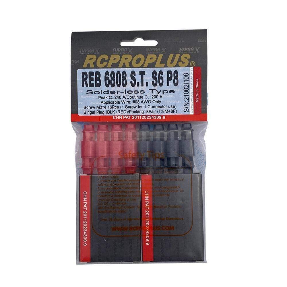 RCPROPLUS S6 Solder-Less Connector 6mm (8M-8F) 8AWG Gold Flash Red