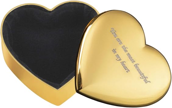 Custom Words Name Date Engraved Metal Ring Box Velvet Jewelry Box Personalized Heart Shape Wedding Ring Bearer Small Trinket Organizer Chest Earrings Necklace Holder Case, 2.6" x 2.6" x 1"