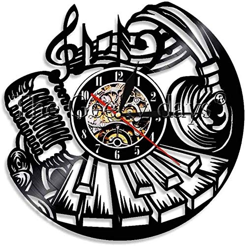 Reloj de Pared de Disco de Vinilo 1 LED Music Bar Light Music Store Silhouette Rock Wall Art Vinyl Record Clock Music Store Silhouette Wall Light-12 Pulgadas
