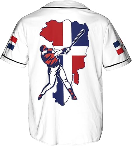 Miniatura 3 de Royal Fight - Camiseta de béisbol dominicana personalizada con la bandera de República Dominicana