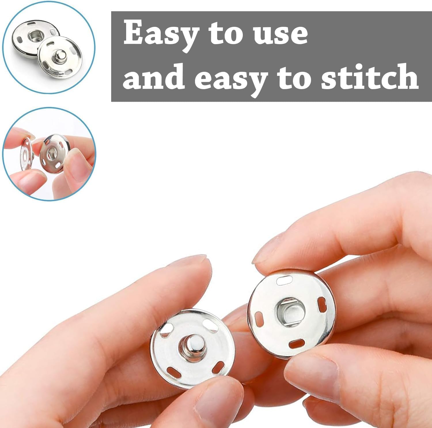 Amazon.com: 12Pcs Snap Tich Buttons Rust-Proof Sew On Snap