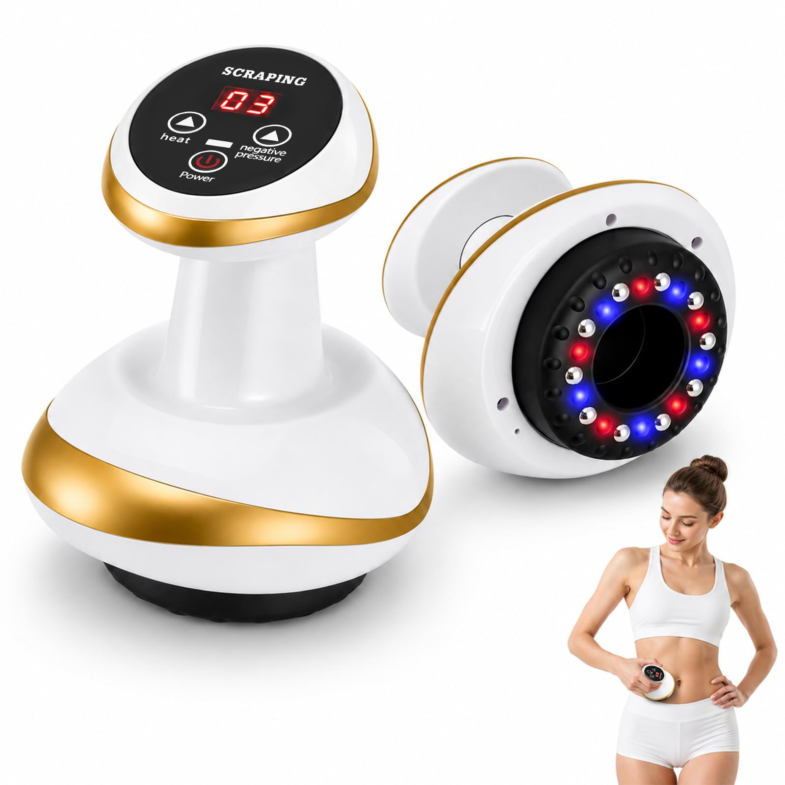 Massaggiatore Contro Cellulite 4 In 1,Con Coppettazione Sottovuoto&Gua Sha | 9 Potenza Di Aspirazione E 9 Calore,Massaggiatore Anticellulite Vacuum Favoriscono La Circolazione Sanguigna