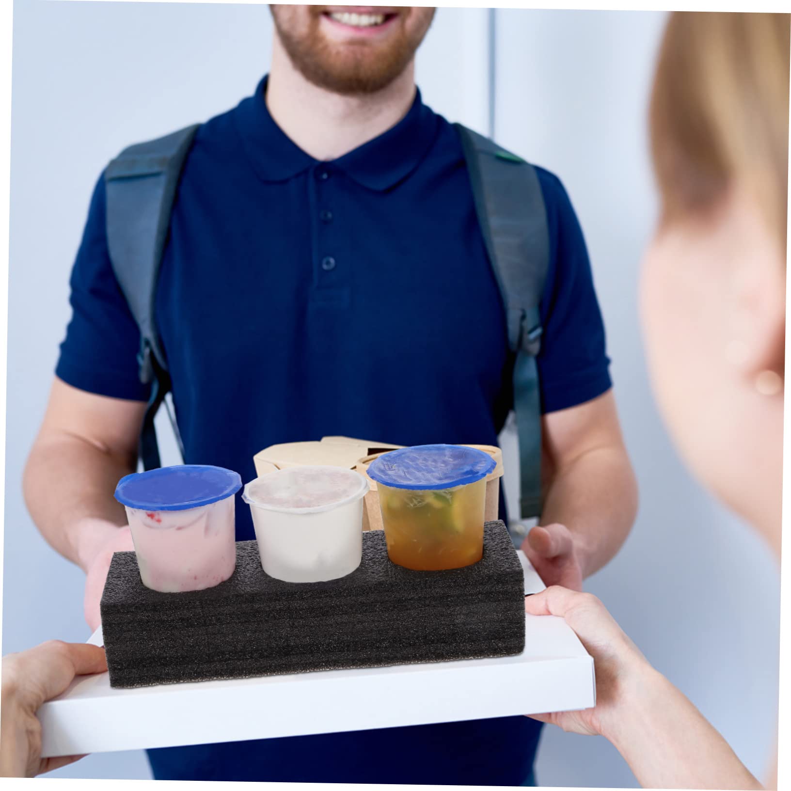 Hohopeti 4 Pcs Drink Cup Carrier Trays Take out Holders for Milk Tea Beverages for Parties Gatherings Designs