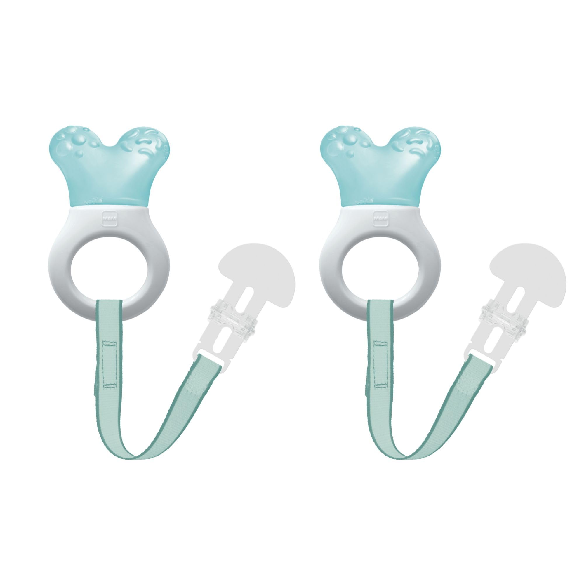 MAM Baby Toys, Teething Toys, Mini Cooler Teether with Clip, Boy, 2+ Months, 2 Count