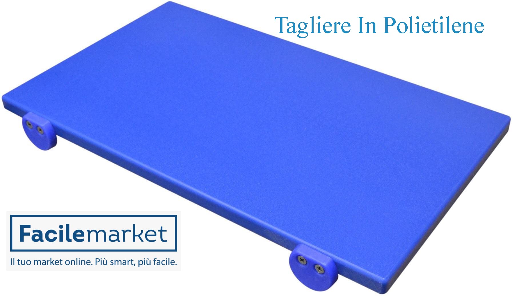 MCM service Tagliere in Polietilene Blu 50 x 40 Spessore 3 - cm Professionale con Fermi