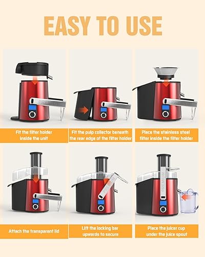 Miniatura 4 de Exprimidor centrífugo, monitor LCD de 1100 W con canal de alimentación de 3 pulgadas, máquina extractora de jugo, procesador de jugo de 5