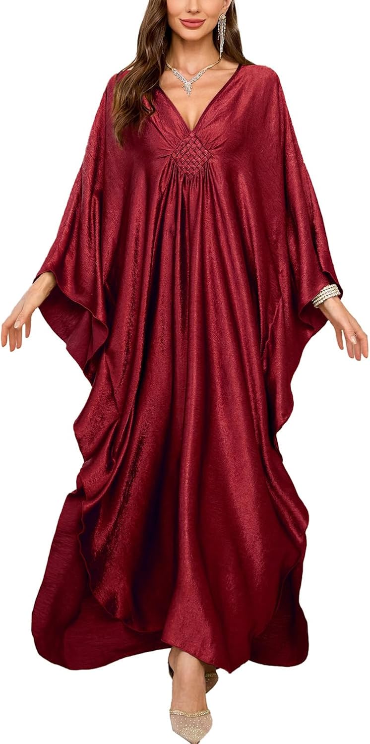 YouKD Wemen's Lange kaftan maxi-jurk, boho, badpak, strandbedekkende gewaden, eenheidsmaat loungewear, L Kleur 4, one size