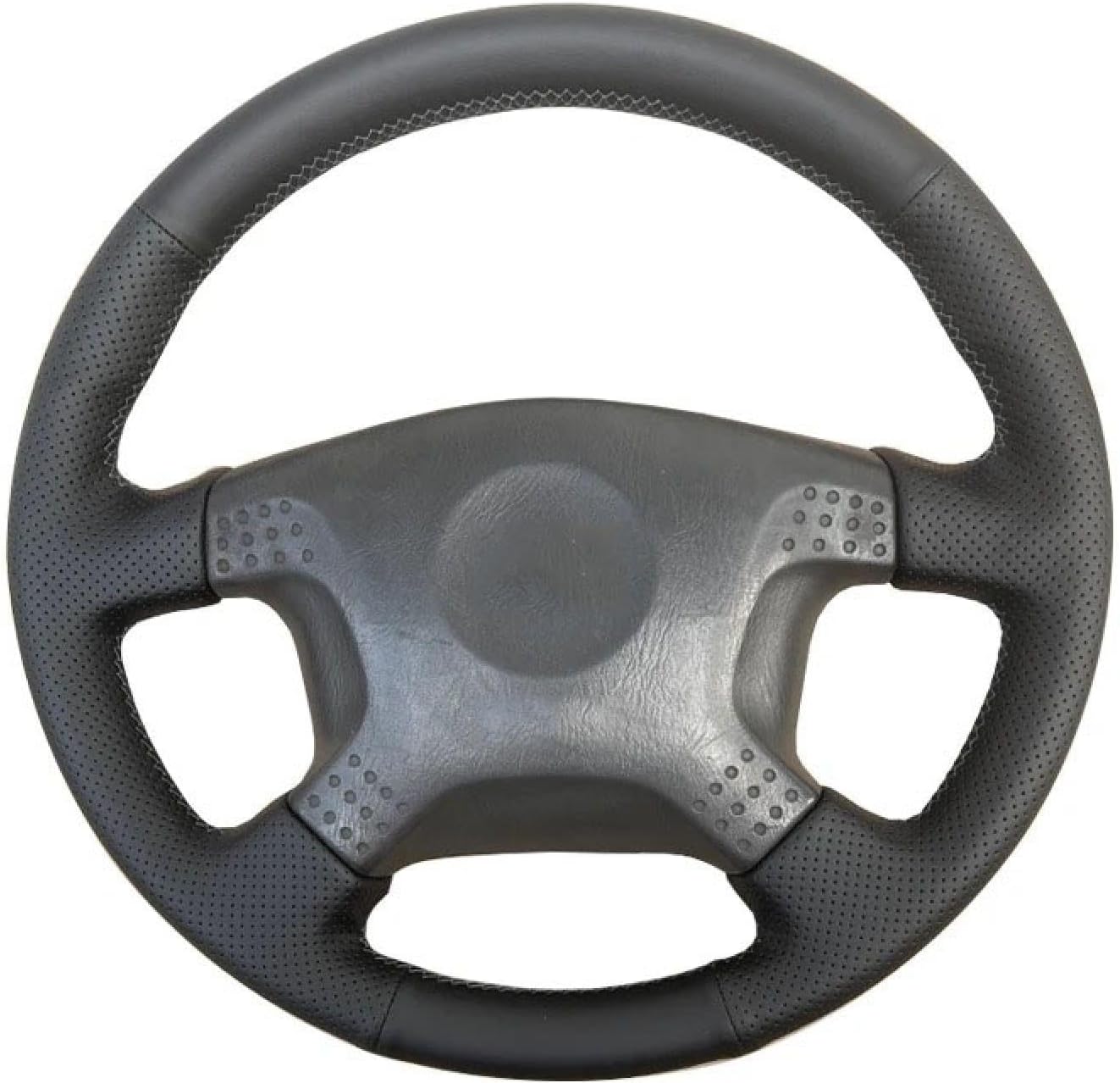 DIY Car Steering Wheel Cover for Nissan for Patrol Y61 1997-2003 2004 Customized No-Slip Hand-Stitched Black Genuine Leather Car Steering Wheel Cover