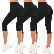 SINOPHANT Women's 3/4 High Waist Elastic Opaque Leggings Large Sizes