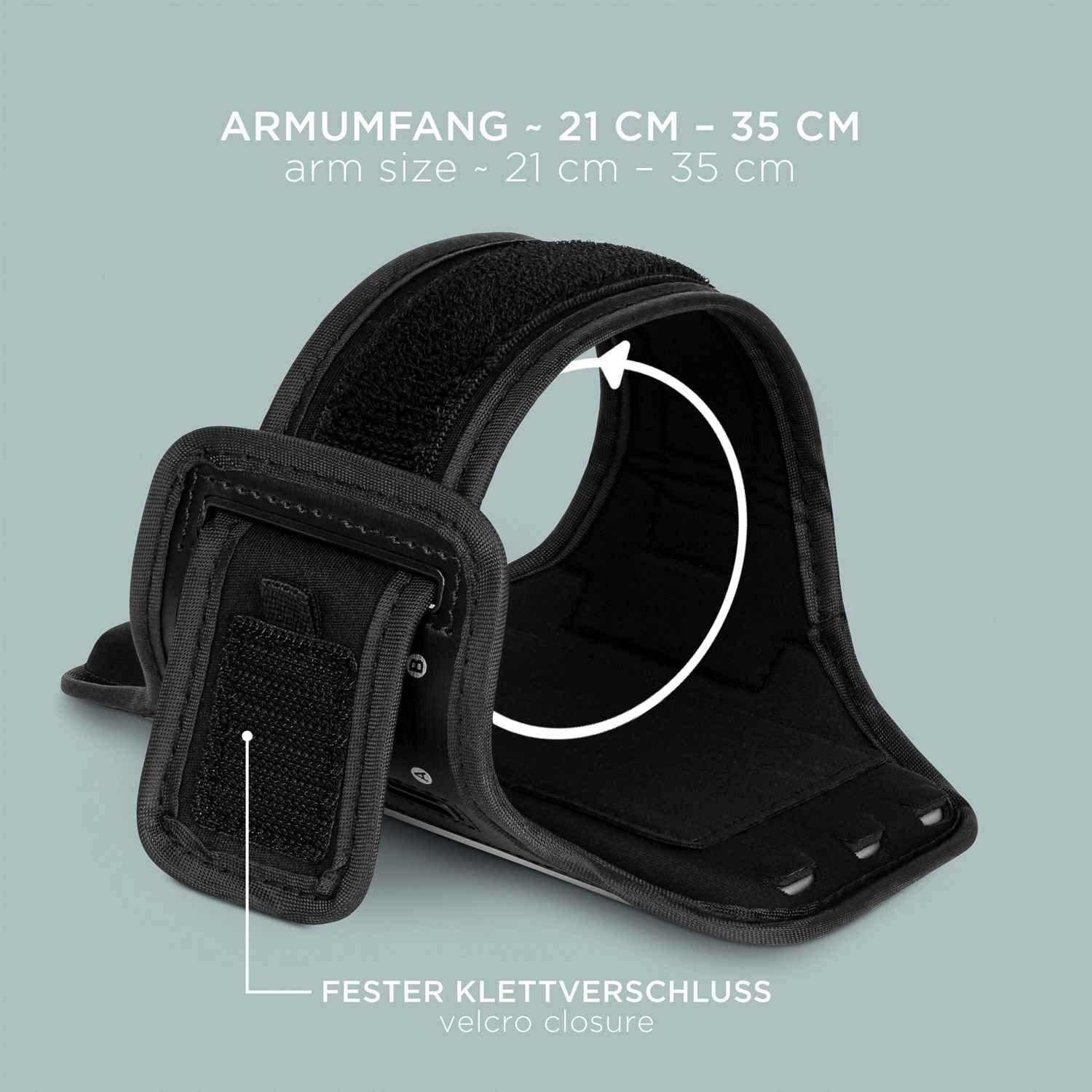 ONEFLOW Workout Case für iPod Touch (5. Generation) Sportarmband zum Joggen mit Touch Fenster, Handy Armband für Sport und Outdoor, Handyhalterung für den Arm, Lauftasche Jogging, Schwarz