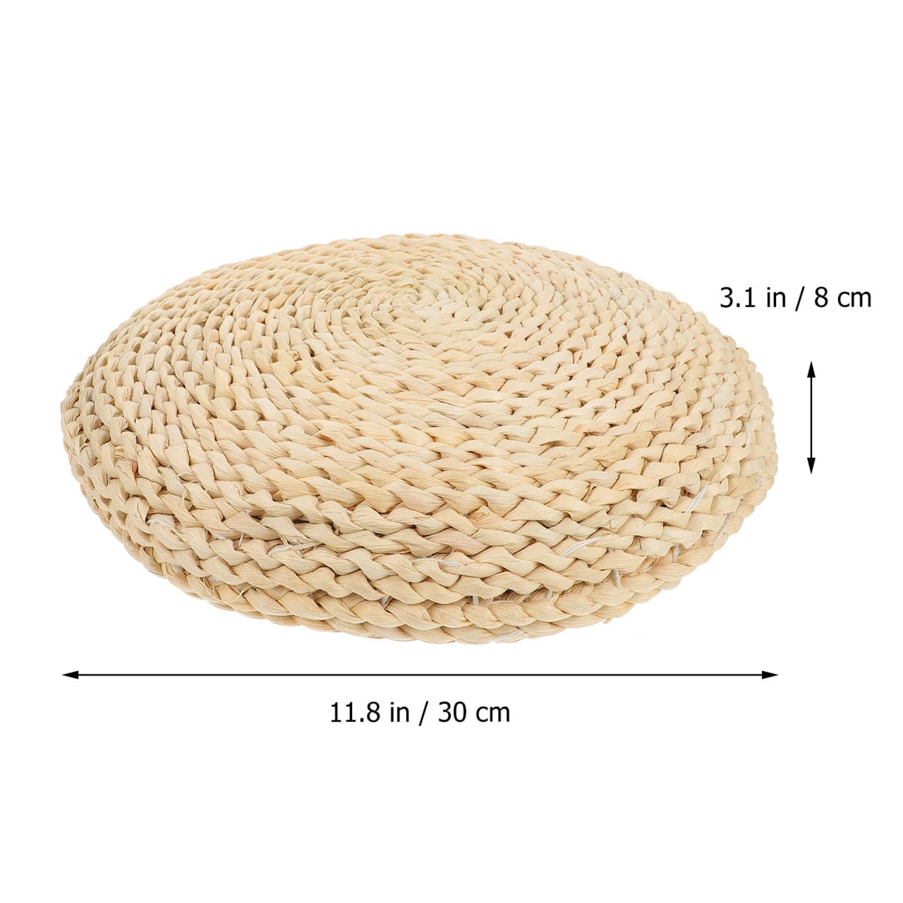 Toyvian Coussin de méditation, tatami japonais, tapis de sol rond, 30 x 30 cm, paille tressée à la main, coussin tressé avec rembourrage en coton de soie pour yoga et séance zen