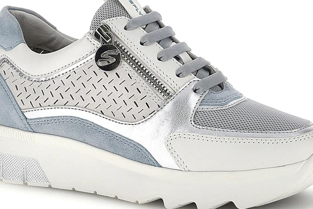 Scarpe Sportive Stonefly Spock 50 Blu con Cerniera Laterale e Soletta Blusoft Memory - Donna