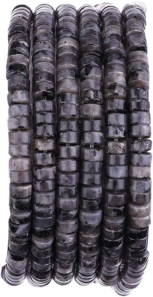 Natural Black Spectrolite Spacer Beads Caps Loose Semi Gemstone for Beading Jewelry Making 4mmx2mm 38cm