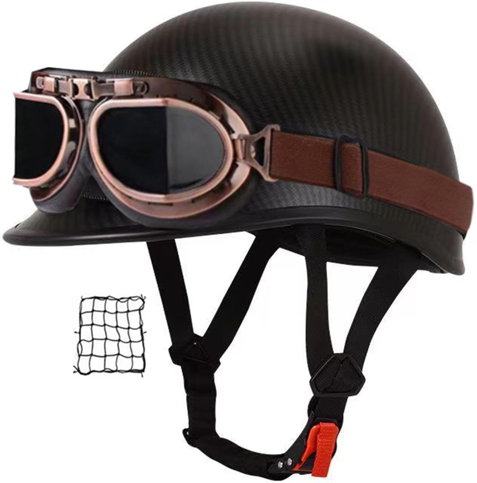Casco Jet De Motocicleta Homologado Dot/ECE Casco Moto Vintage con Gafas,Cascos Jet Retro,Cascos Moto Hombre,Casco Aleman Moto para Crucero Chopper Ciclomoter