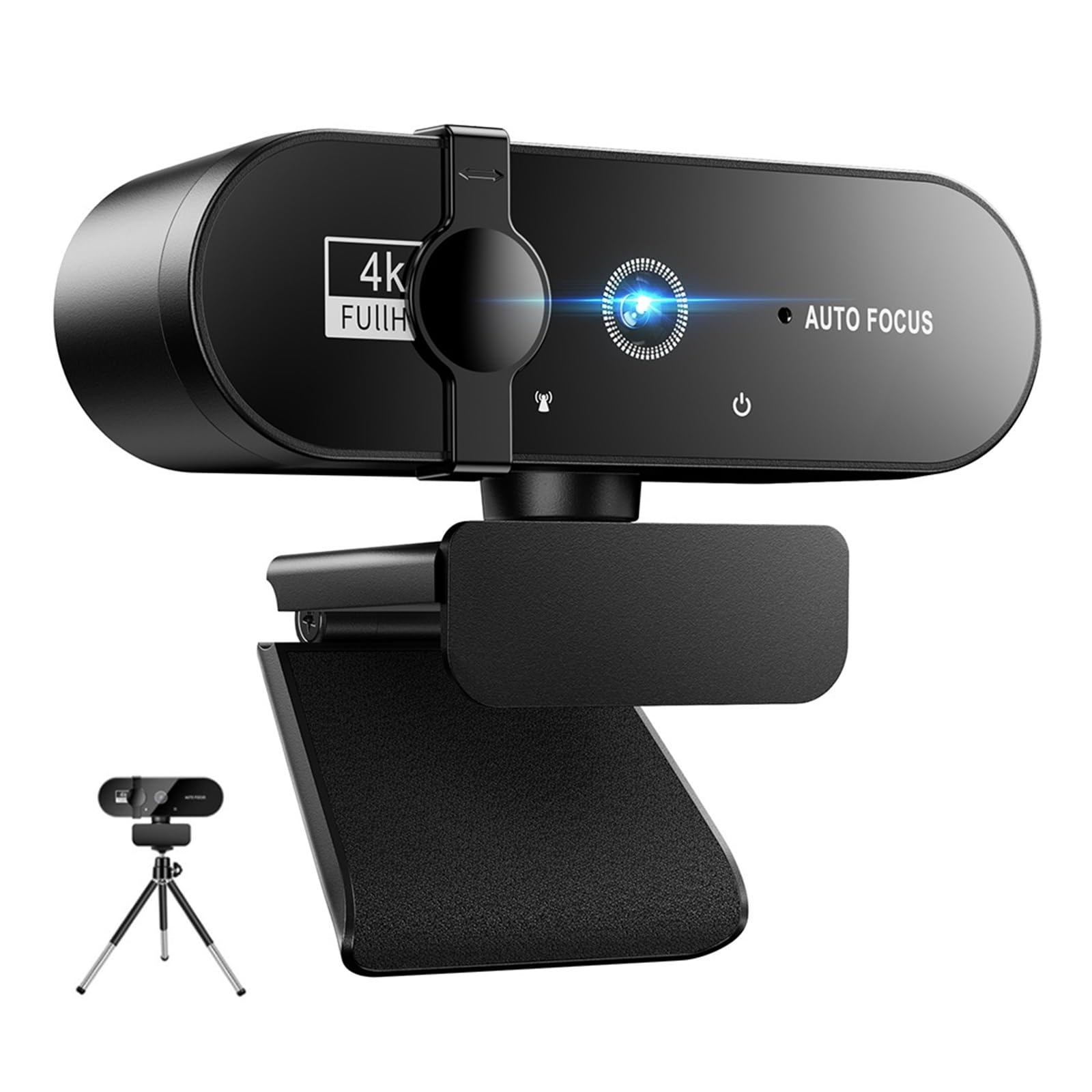 Webcam, Cámara Web for PC Cámara Web Mini cámara Web con micrófono USB Webcan Autofocus 4K 2K 1080P Cámara de transmisión Full HD for computadora portátil(4K)