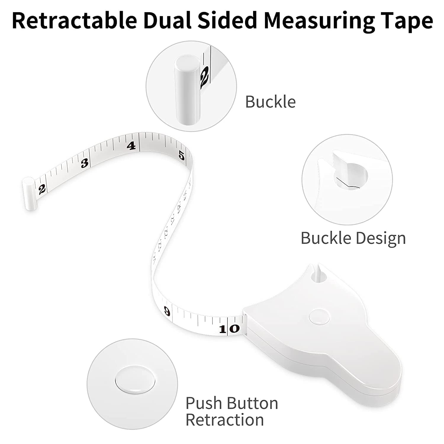 TEKCOOL Body Measuring Tape with Lock Pin and Retractable Push Button 150 CM Measurement Tape Measure for Body for Fat Measurement and Weight Loss Sewing Tape Tailor Tape (Multicolor) 3