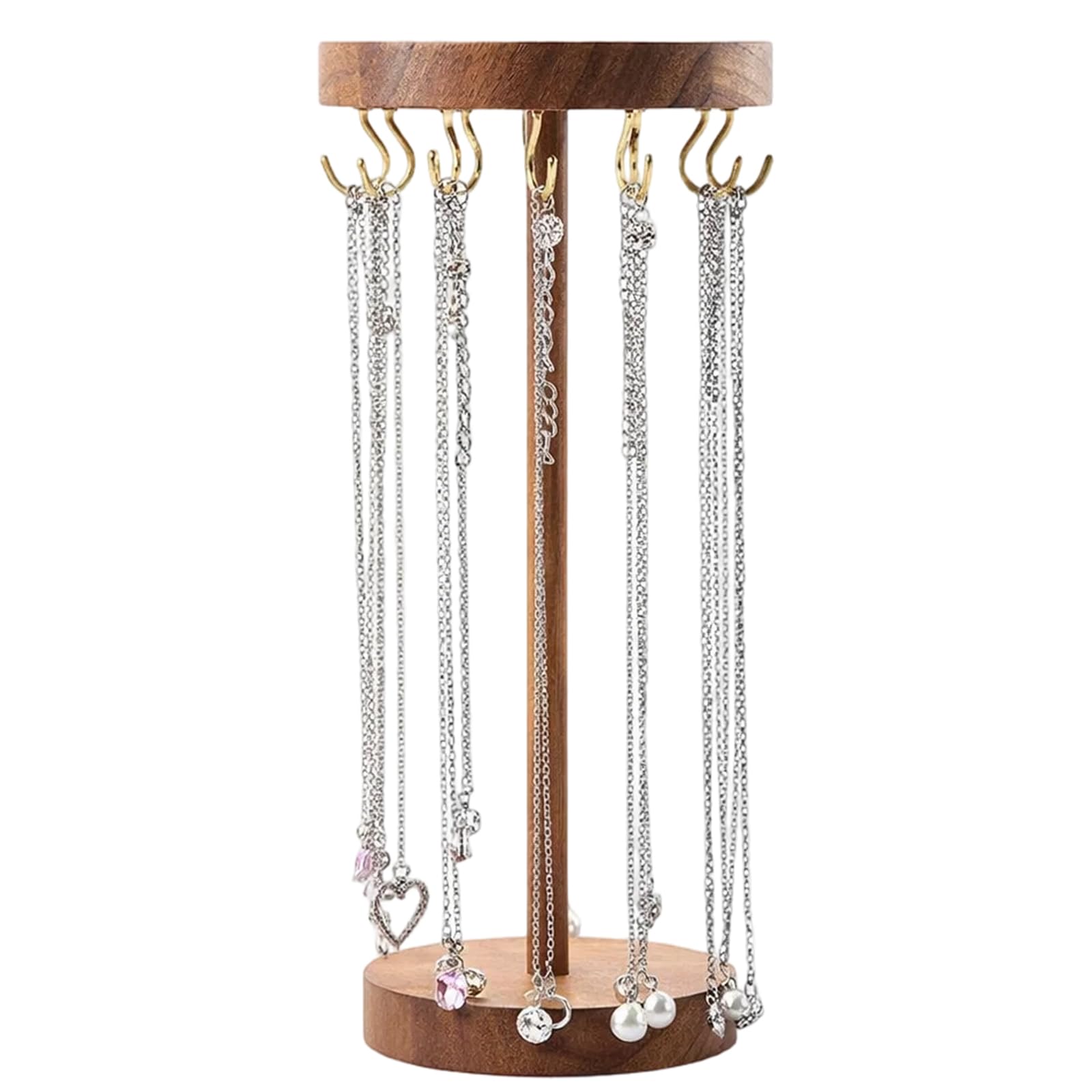 YREYBN Bracelet Holder Stand, Jewellery Display Stand with 12 Hooks, Walnut Wood Bracelet Display for Jewellery Collection Storage, Compact Jewellery Holder Stand with Elegant Design, Gift for Women