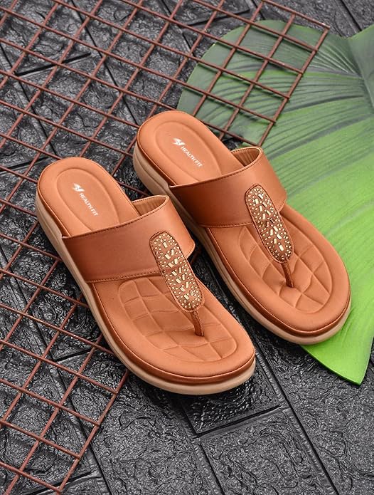 Image of HEALTH FIT EXTRA SOFT Women's Comfortable Memory Foam Doctor Slippers /Flip-Flops|Fashionable Casual & Stylish|Lightweight & Breathable|Outdoor Synthetic Casual Chappals Sandals Ladies & Girls HF23