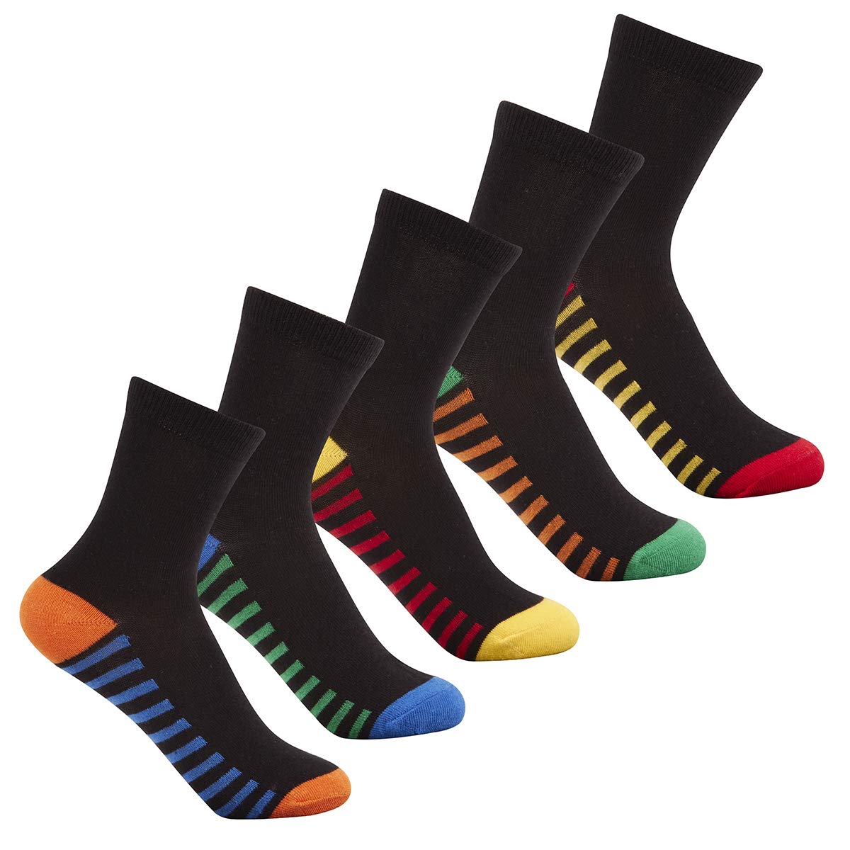 Street Essentials Boys Heel Toe Cotton Rich 5-10 Pairs Socks Multi 6-8.5