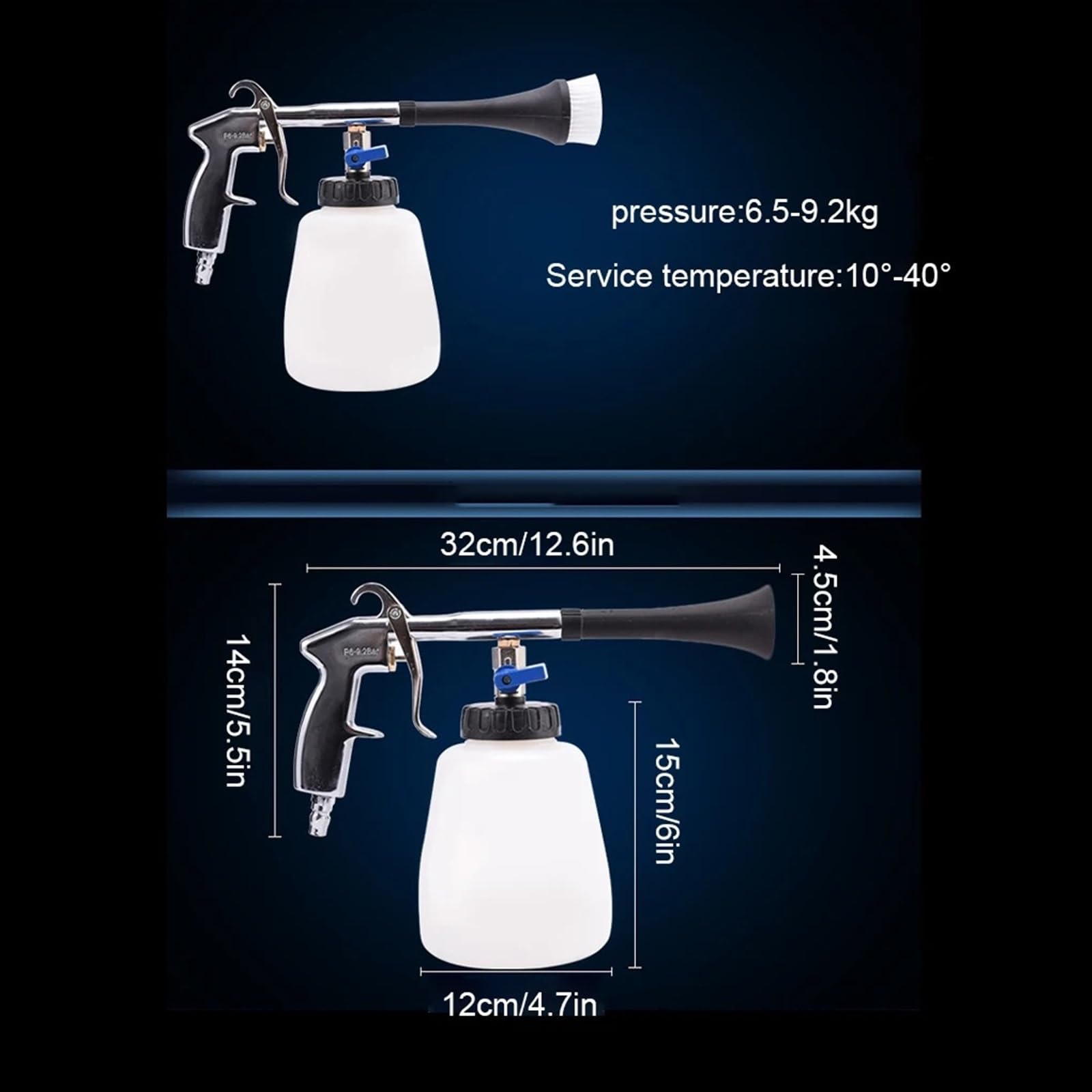 Pistola de limpieza neumática for coche, negra, con cojinete giratorio, de alta presión, for lavado de coches(EU Plug)