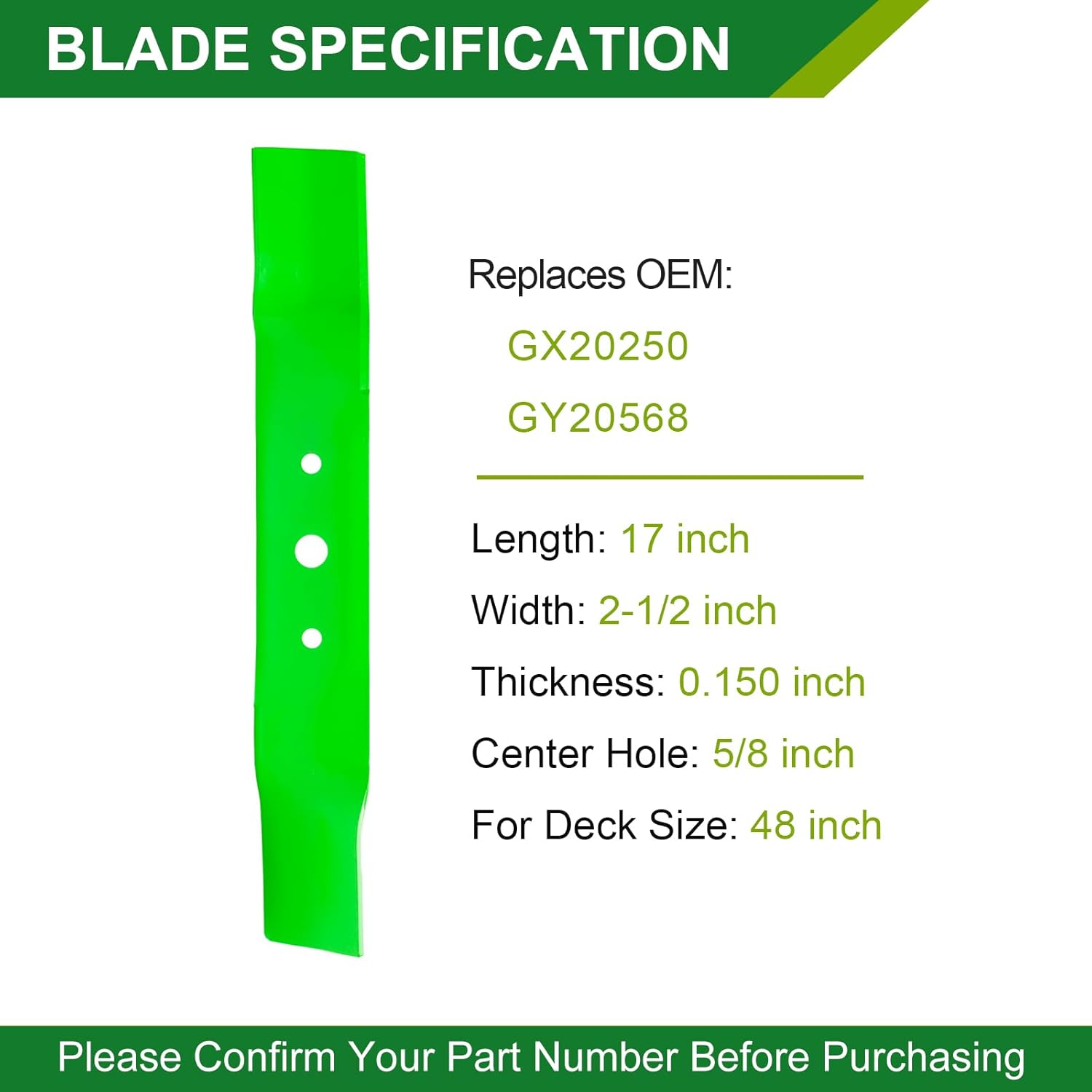48 inch Deck Rebuild Kit - Fits John De ere 48" L120 L130, 3 Spindles (GY20050)+3 Blades(GX20250)+2 Idler(GY20067)+1 Idler(GY22082)+1 Belt(GY20571)