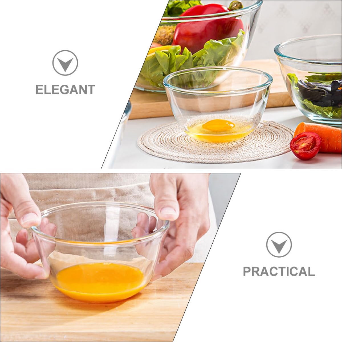 Housoutil Cuencos de Vidrio Multiusos 2 Piezas 500 Ml Tazones para Mezclar y Servir Ensaladas Postres y Sopas Aptos para Hogar Restaurante y Celebraciones