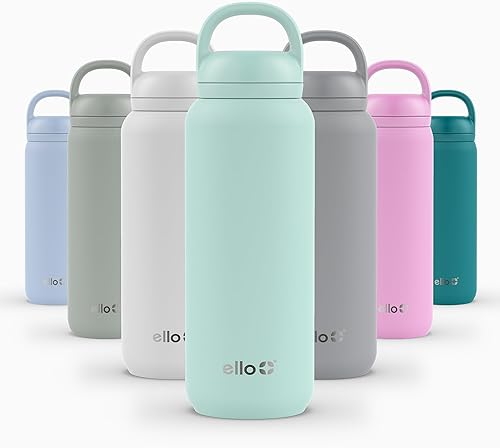 Miniatura 26 de Ello Cooper Twist - Botella de agua de acero inoxidable de 32 onzas con tapa para beber, a prueba de fugas, doble pared y aislada al vacío, lazo de