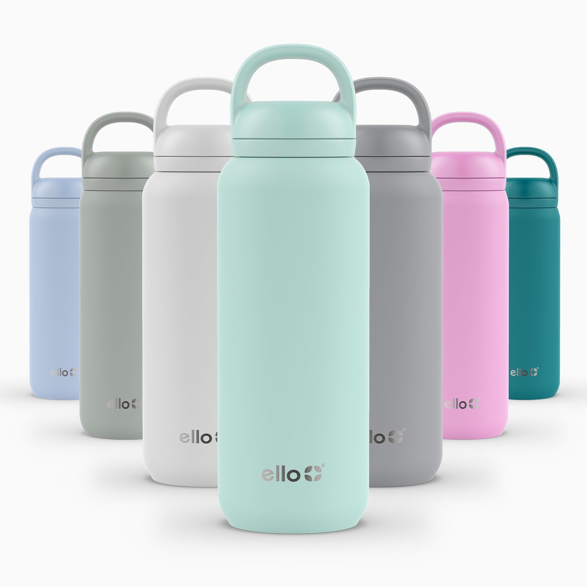 Ello Cooper Twist 32oz Stainless Steel Water Bottle with Chug Lid | Leak Proof | Double Walled and Vacuum Insulated | Built in Carry Loop | Dishwasher Safe | Yucca 946 ml Yucca