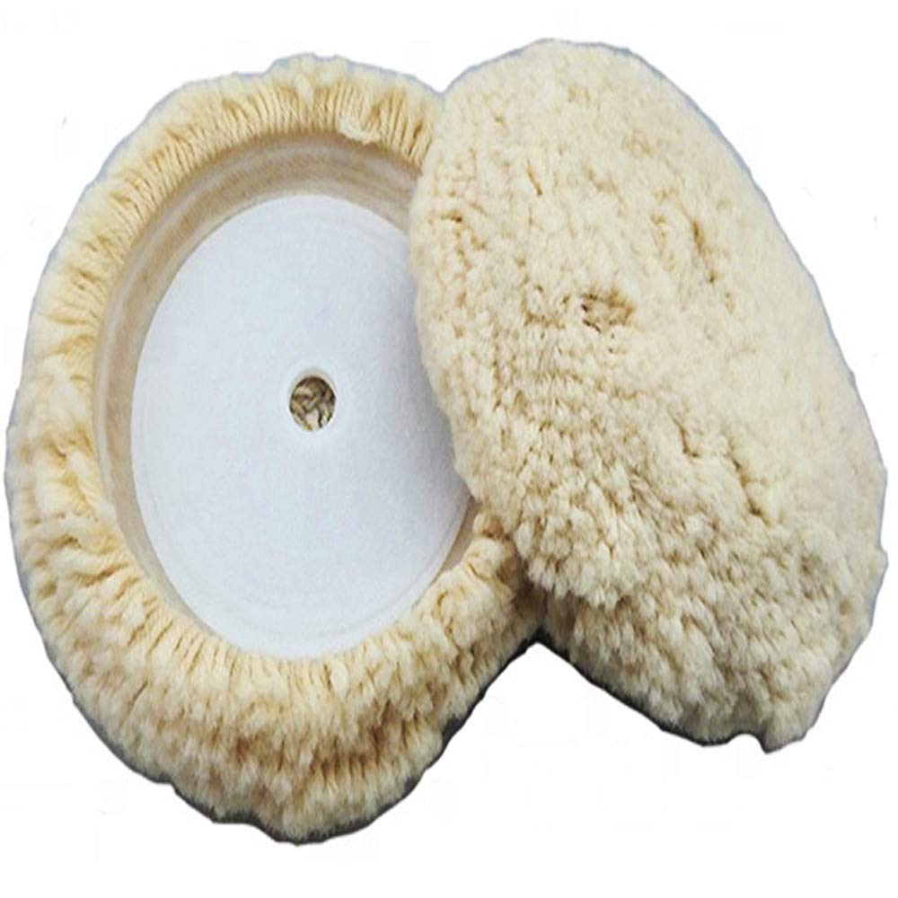 MLD Wool 7 inch Wool Pad, Buffing Pad, Polishing Pad for Professionals (White)