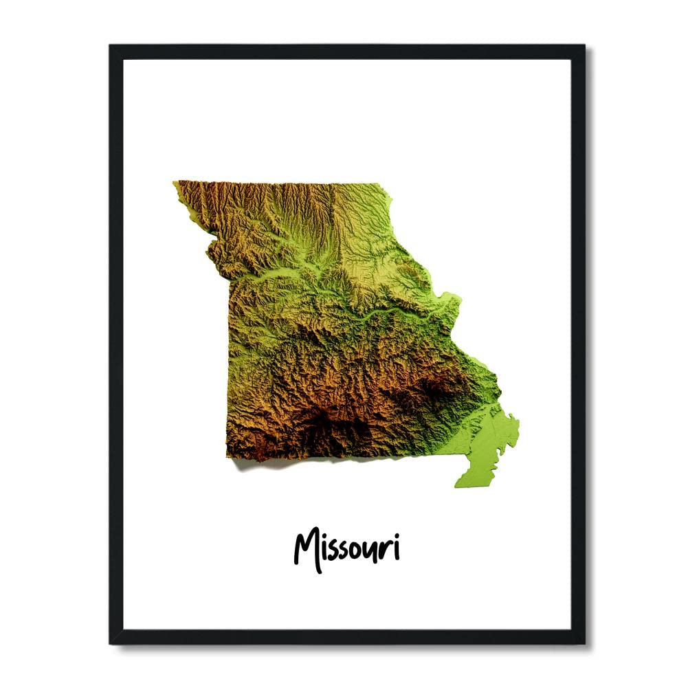 Susie Arts 11X14 Unframed Missouri State Geography Map Art Print Poster Topography Terrain Education Home Abstract Wall Decor SDAP682