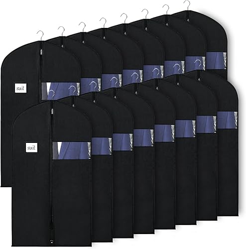 KEEGH Bolsas de traje para almacenamiento en armario de 40 pulgadas (juego de 16) bolsas colgantes para ropa que mantienen los trajes lejos del