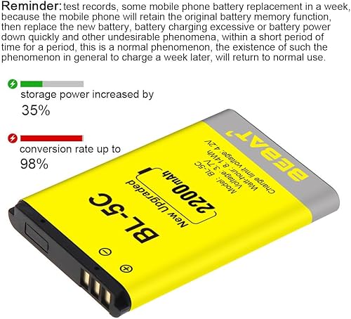 Miniatura 3 de Batería BL-5C, batería recargable de 3.7 V 1800 mAh BL-5C adecuada para radio doméstica, Nokia con protección actual
