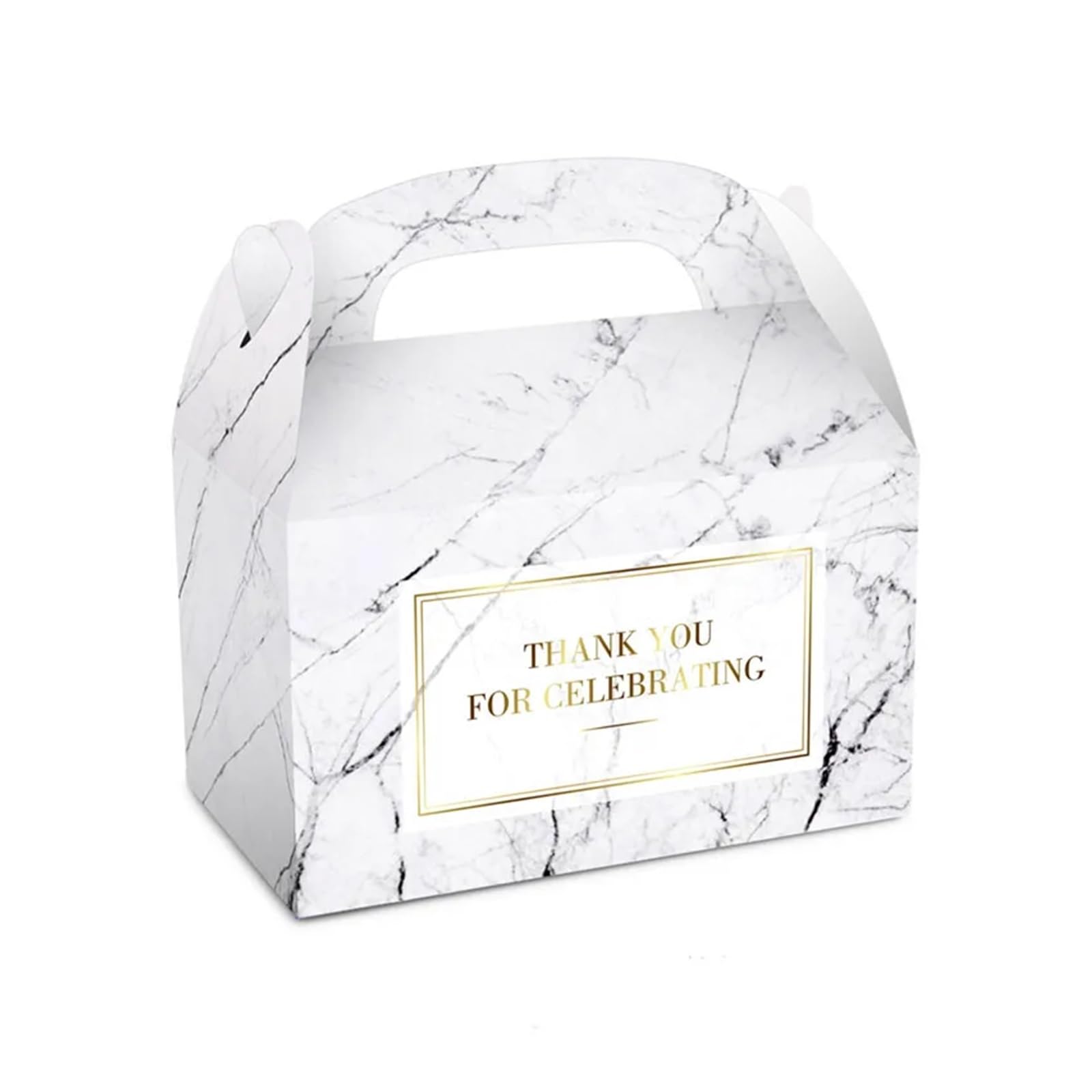 Lot de 48 boîtes de fête pliantes en papier kraft avec poignée - Marron - Boîtes à bonbons - Emballage cadeau (rouge)