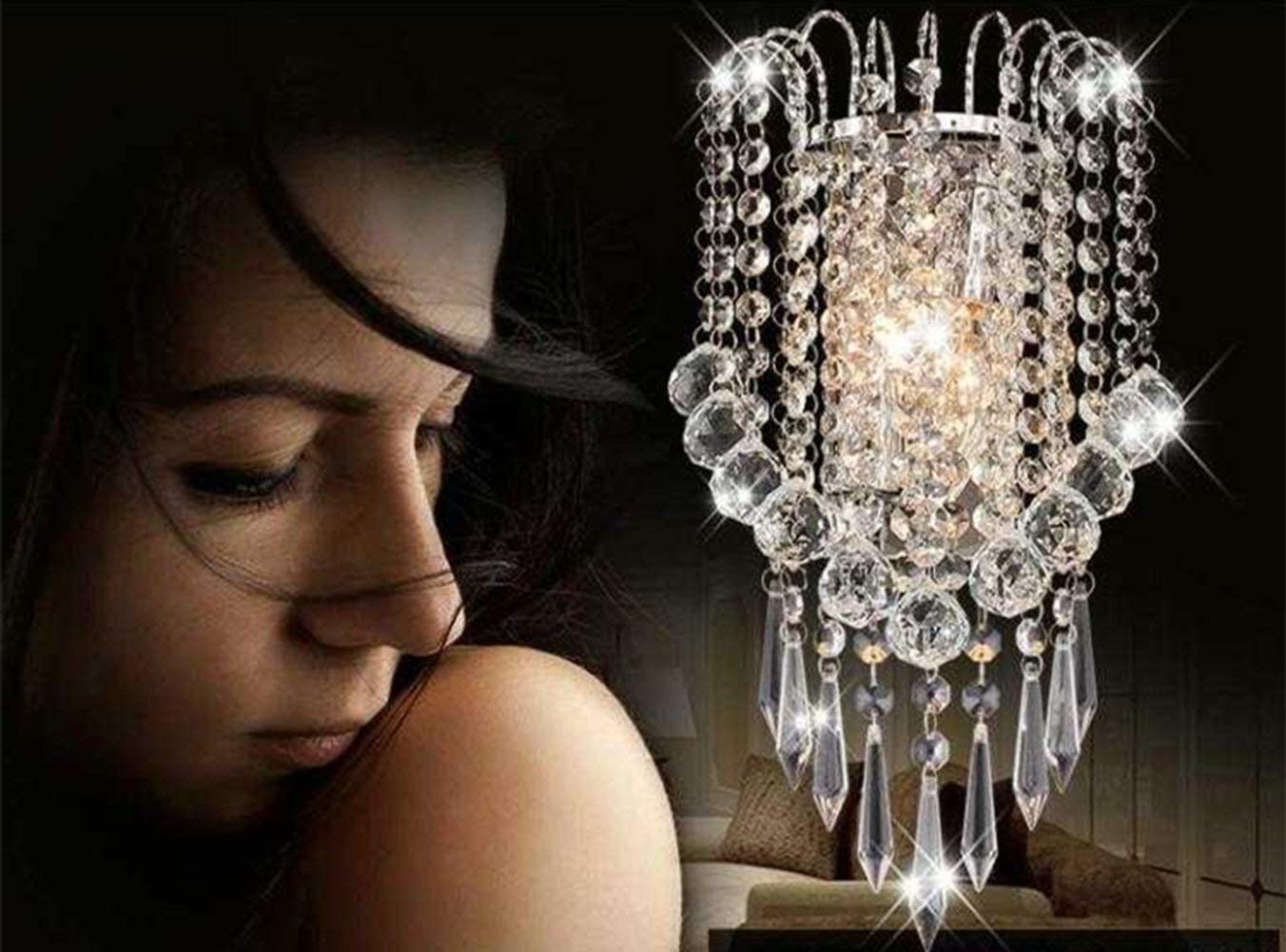 Lampada da Parete in Cristallo con Gocce di Sfera di Cristallo Cromata Moderna Accanto a Applique E14x2 Luci per La Casa Seduta Camera da Letto Corridoio Ristorante Soggiorno Sala da Pranzo