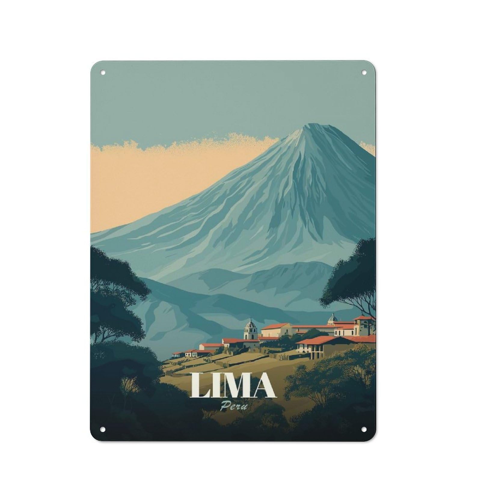 Junmoney Style-3 Lima, Peru Travel (3) Retro Metal Wall Decor 40X30cm, Vintage Tin Sign For Coffee Bar, Kitchen, Bistro Or Tea Corner