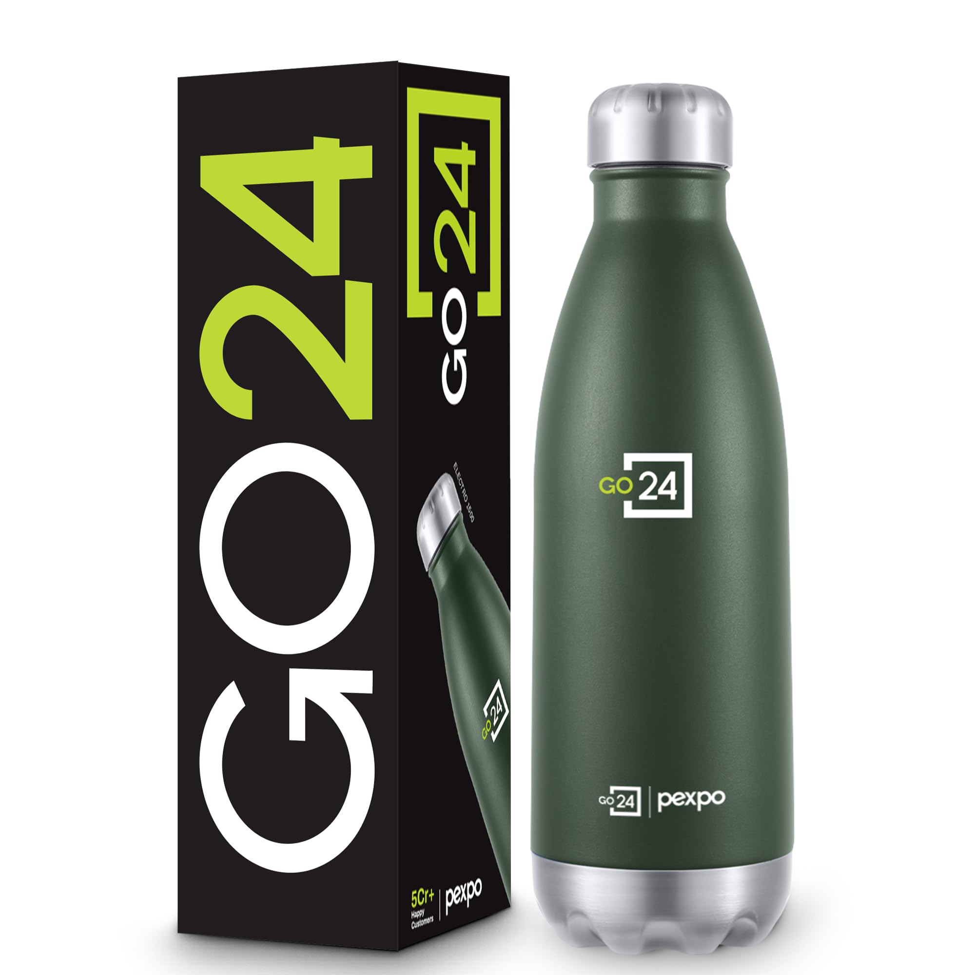 Go24 pexpo Stainless Steel Water Bottle Electro Military Green 1500ml